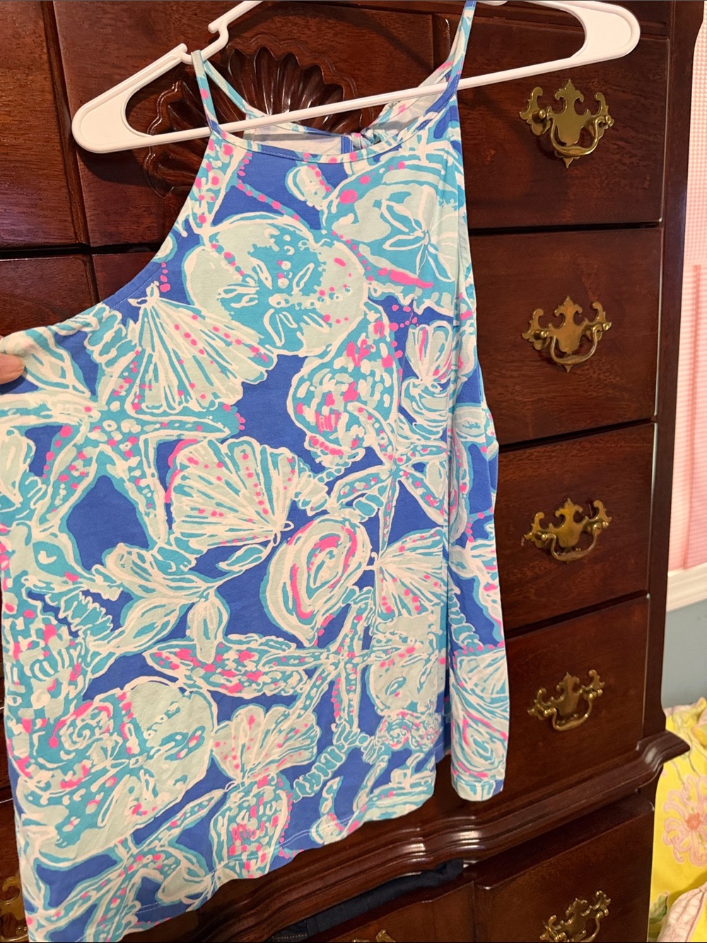 Lilly Pulitzer Blue Floral Shell-Print Tank Top